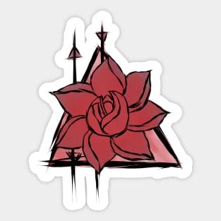 Red Flower Triangle Design Sticker